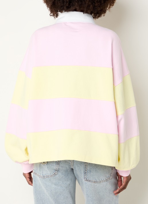 WRSTBHVR Geri sweater met streepprint en polokraag - achterkant 3 lichtroze
