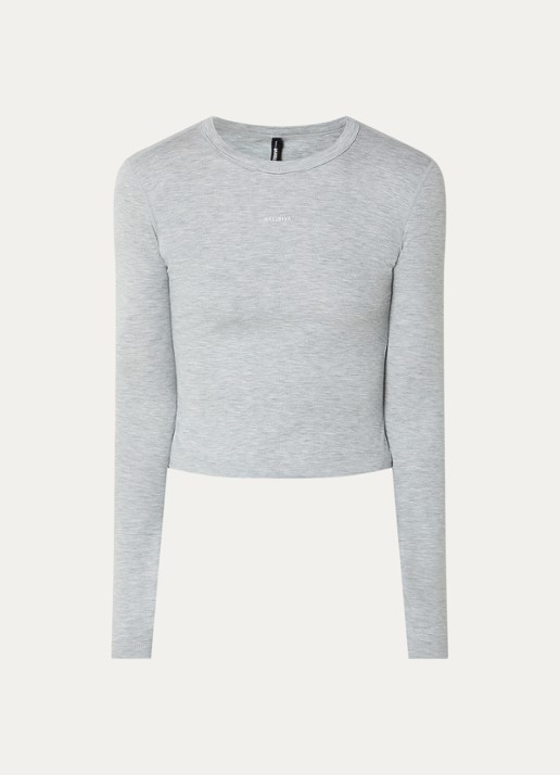 WRSTBHVR Janina top met logo - voorkant grijsmele
