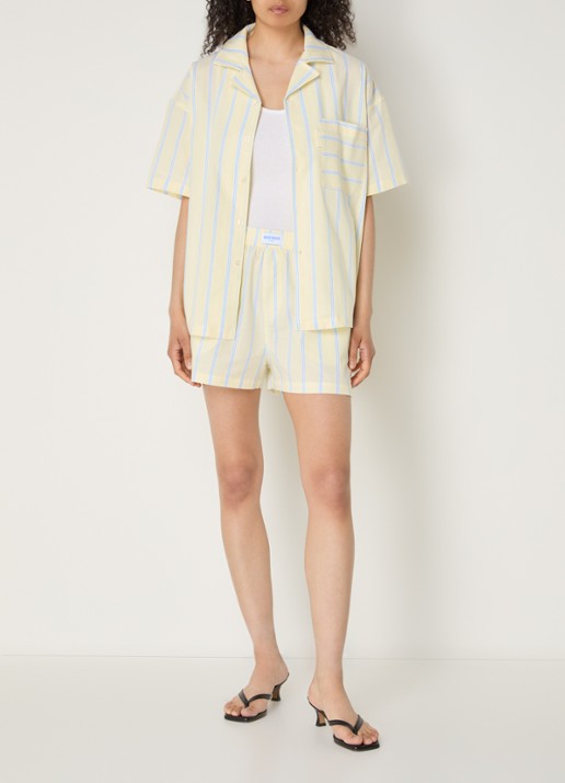 WRSTBHVR Tavi blouse met streepprint - voorkant 4 lichtgeel