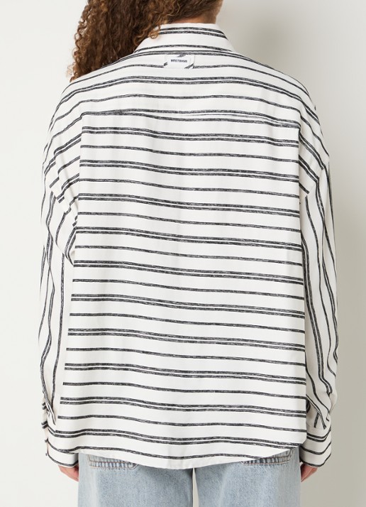 WRSTBHVR Tavi oversized blouse met streepprint en logo - achterkant 3 wit