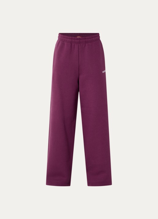 WRSTBHVR Zayn high waist wide fit joggingsbroek met logo - voorkant 2 aubergine
