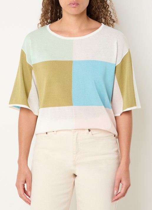 Xandres Aliena fijngebreide trui met colour blocking