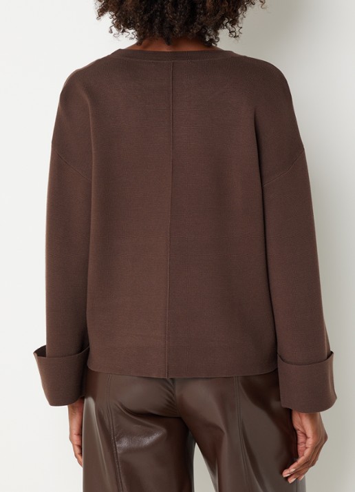 Xandres Annalisa sweater met ronde hals - achterkant donkerbruin