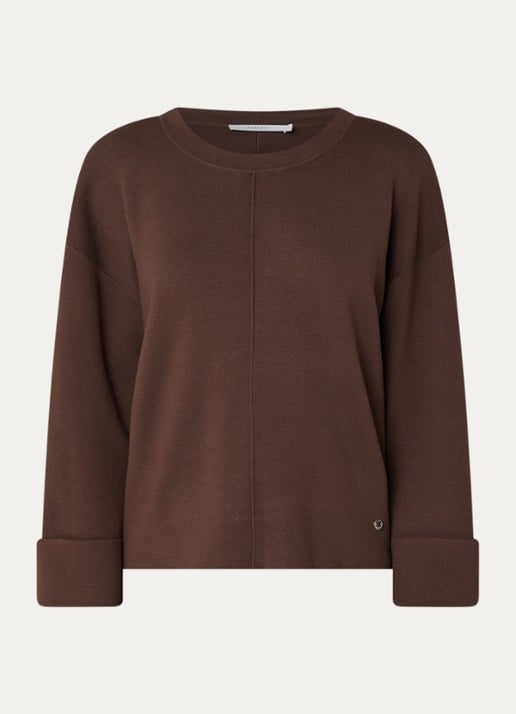 Xandres Annalisa sweater met ronde hals - voorkant 2 donkerbruin