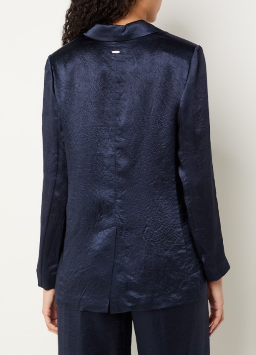 Xandres Bilia double-breasted blazer met klepzakken en metallic finish - achterkant donkerblauw