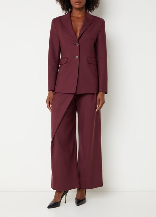 Xandres Blissia blazer in wolblend met klepzakken - voorkant 4 aubergine