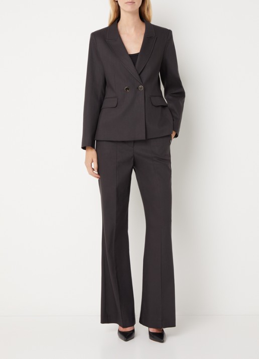 Xandres Bonanza double-breasted blazer in wolblend - voorkant 2 bruin