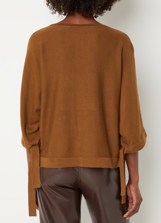 Xandres Fijngebreide pullover met ronde hals - achterkant cognac
