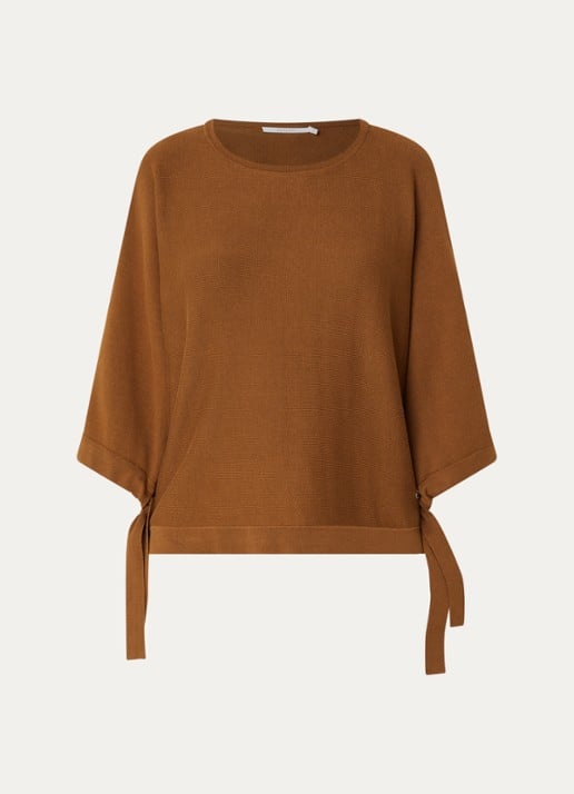 Xandres Fijngebreide pullover met ronde hals - voorkant 2 cognac
