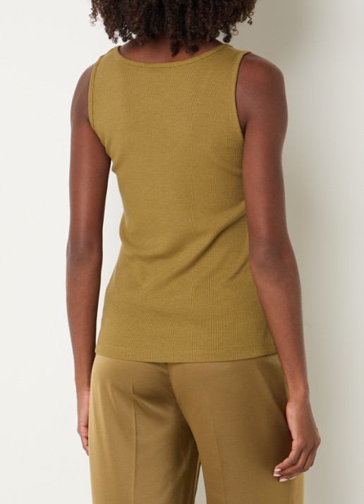Xandres Fozia ribgebreide tanktop  - achterkant 2 mosgroen