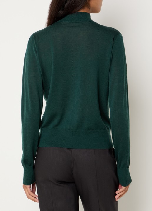 Xandres Galega fijngebreide trui van wol met cut-out detail en strass - achterkant 4 donkergroen