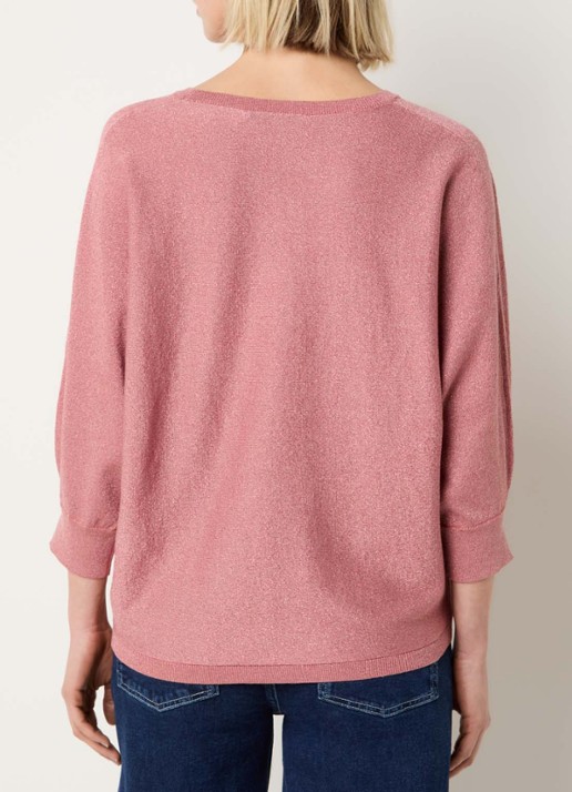 Xandres Gerett fijngebreide pullover met lurex - achterkant koraalroze