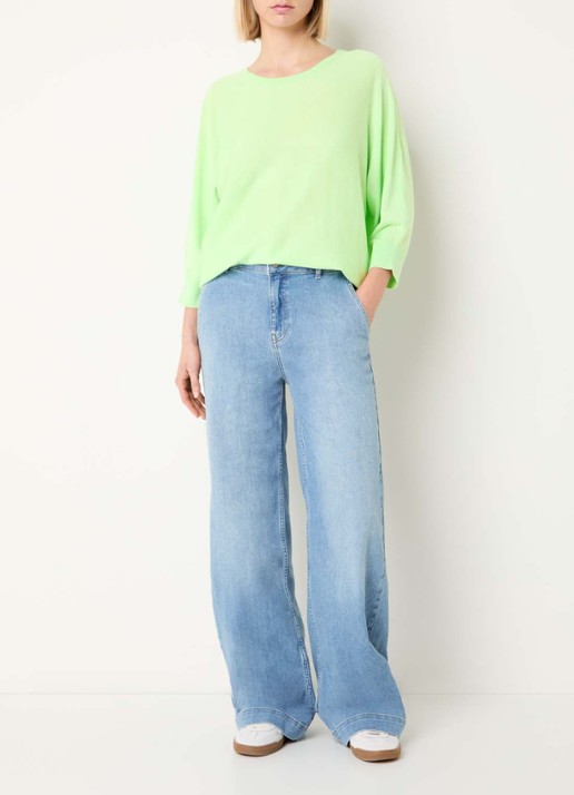 Xandres Gerret fijngebreide pullover met lurex - voorkant 2 lime