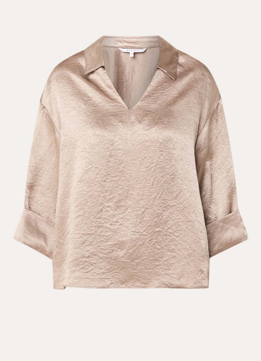 Xandres Halexa tuniek met metallic finish - voorkant lichtbruin