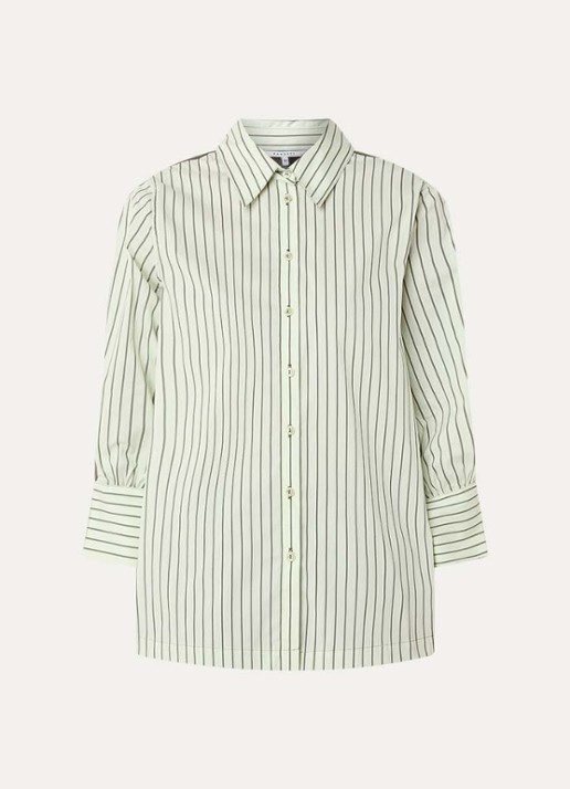 Xandres Hatriena blouse met streepprint - voorkant 3 lindegroen