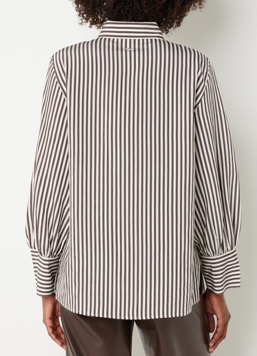 Xandres Heloisa blouse met streepprint - achterkant 3 donkerbruin