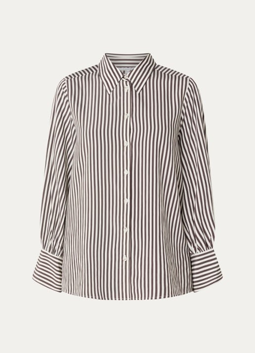 Xandres Heloisa blouse met streepprint - voorkant donkerbruin