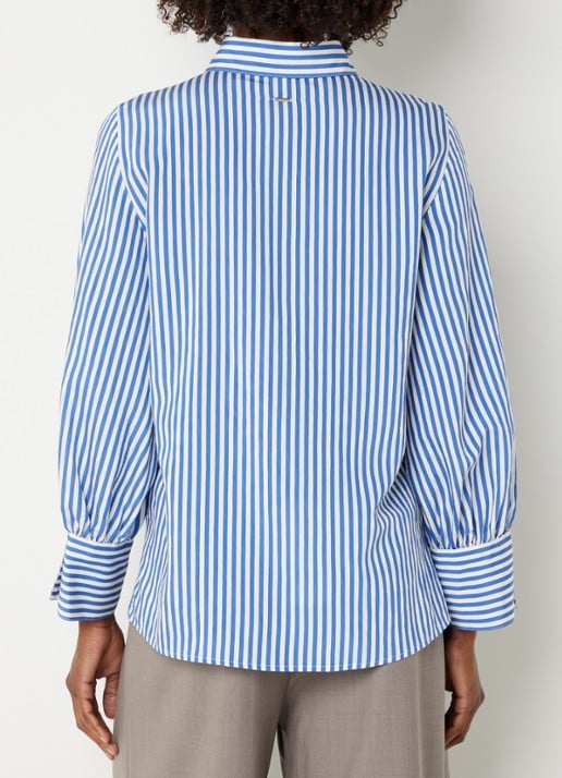 Xandres Heloisa blouse met streepprint - achterkant kobaltblauw