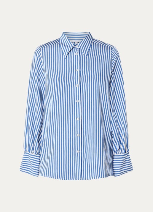 Xandres Heloisa blouse met streepprint - voorkant 2 kobaltblauw