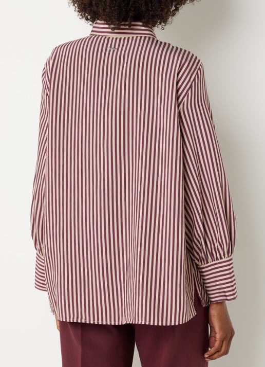 Xandres Heloisa blouse met streepprint - achterkant aubergine