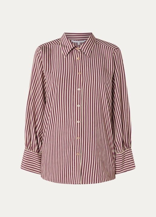 Xandres Heloisa blouse met streepprint - voorkant 2 aubergine
