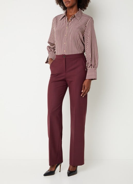 Xandres Heloisa blouse met streepprint - voorkant 3 aubergine