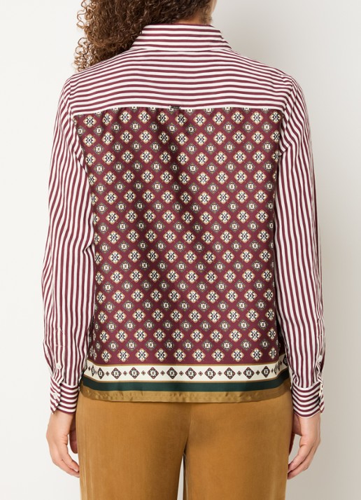 Xandres Henk blouse met streepprint - achterkant bordeauxrood