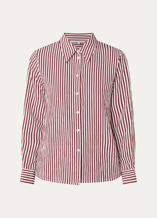 Xandres Henk blouse met streepprint - voorkant 2 bordeauxrood