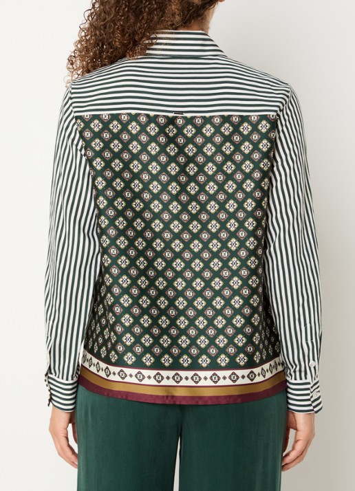 Xandres Henk blouse met streepprint - achterkant donkergroen