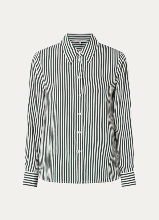 Xandres Henk blouse met streepprint - voorkant 3 donkergroen
