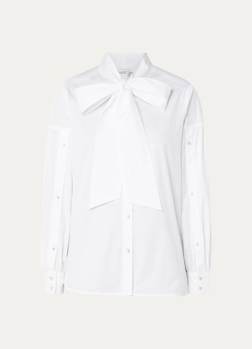Xandres Hermino blouse met sjaalkraag - voorkant 2 wit