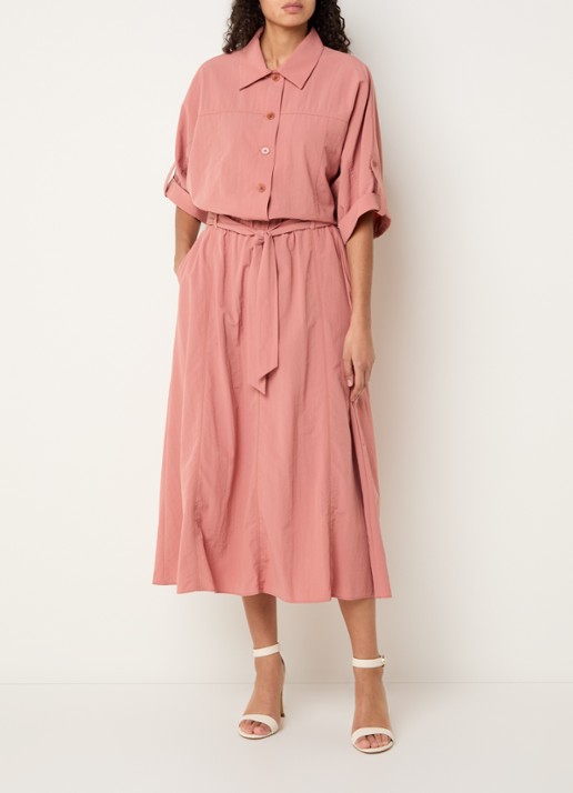 Xandres Hibis blouse met kraag - voorkant 3 koraal