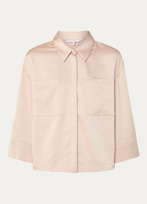 Xandres Hilbin blouse van satijn met borstzakken - voorkant 2 beige
