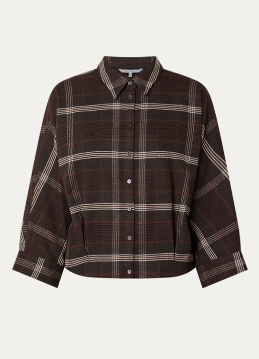 Xandres Hilou blouse met ruitdessin - voorkant bruin