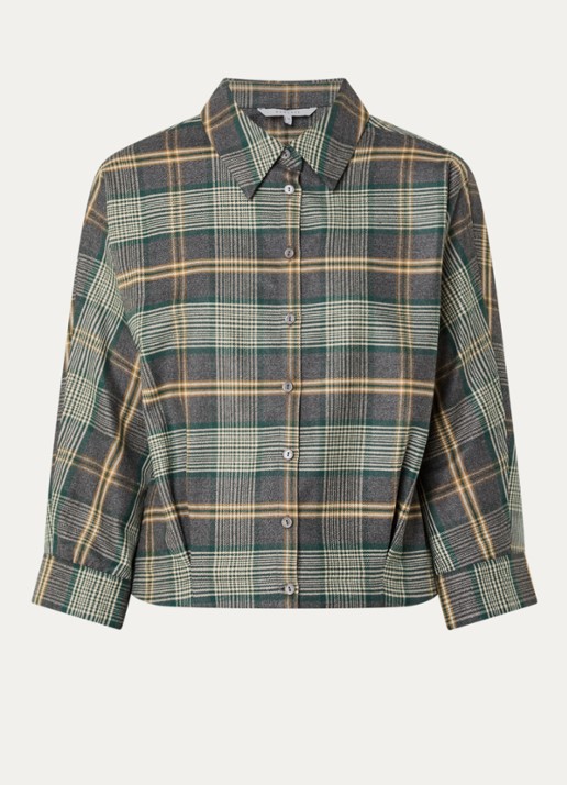Xandres Hilou blouse met ruitdessin - voorkant groen