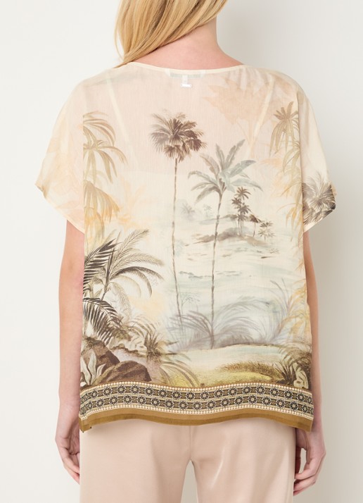 Xandres Holo blouse in linnenblend met print - achterkant 2 vanillegeel