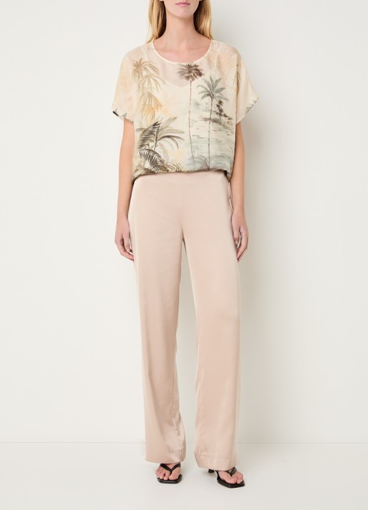 Xandres Holo blouse in linnenblend met print - voorkant 4 vanillegeel