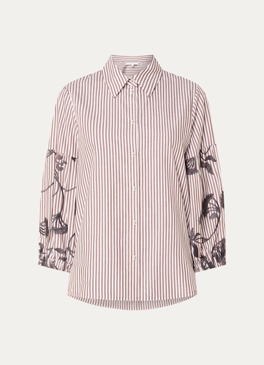 Xandres Hopi blouse met streepprint - voorkant 2 lichtbruin