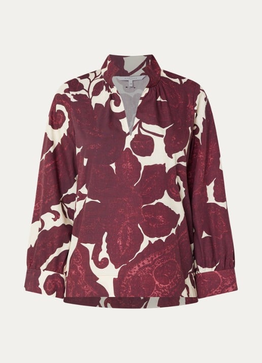 Xandres Hulen tuniek met print - voorkant 2 aubergine