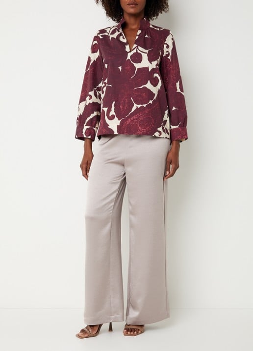 Xandres Hulen tuniek met print - voorkant 3 aubergine