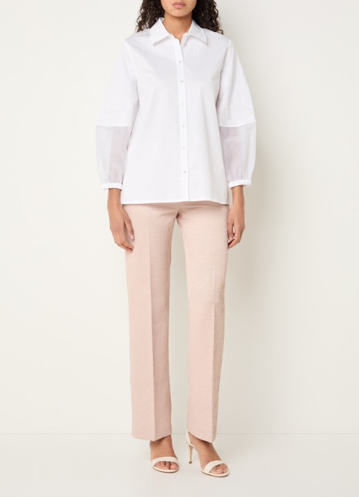 Xandres Hyran blouse met semi-transparante ballonmouw - voorkant 2 wit