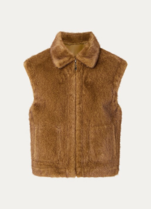 Xandres Jana reversible bodywarmer met steekzakken  - voorkant bruin