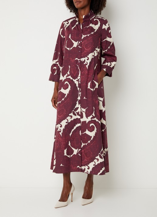Xandres Kare maxi blousejurk met print en steekzakken