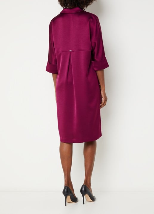 Xandres Kenano midi jurk met V-hals - achterkant paars