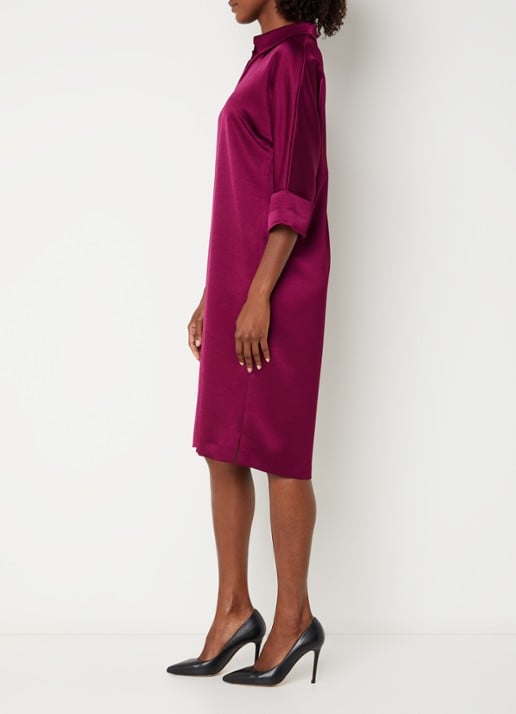 Xandres Kenano midi jurk met V-hals - voorkant 4 paars