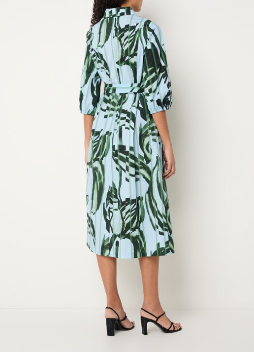 Xandres Keylie midi blousejurk met bloemenprint - achterkant blauwgrijs