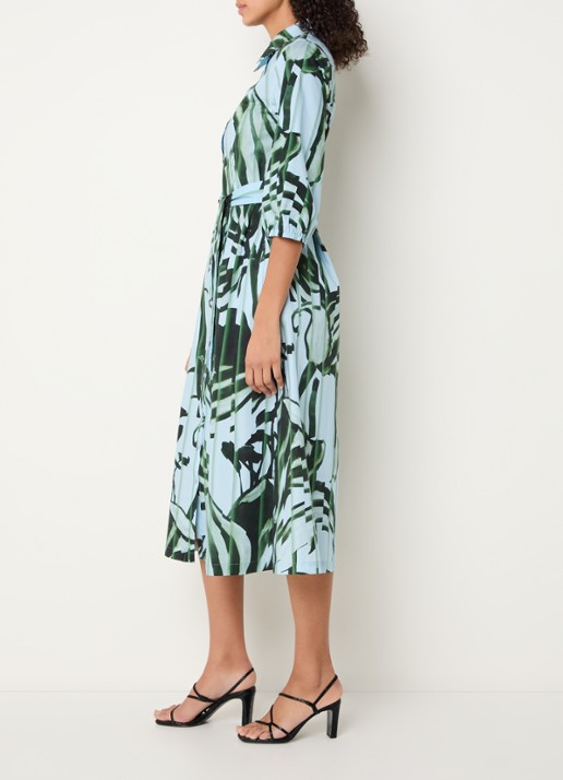 Xandres Keylie midi blousejurk met bloemenprint - voorkant 4 blauwgrijs