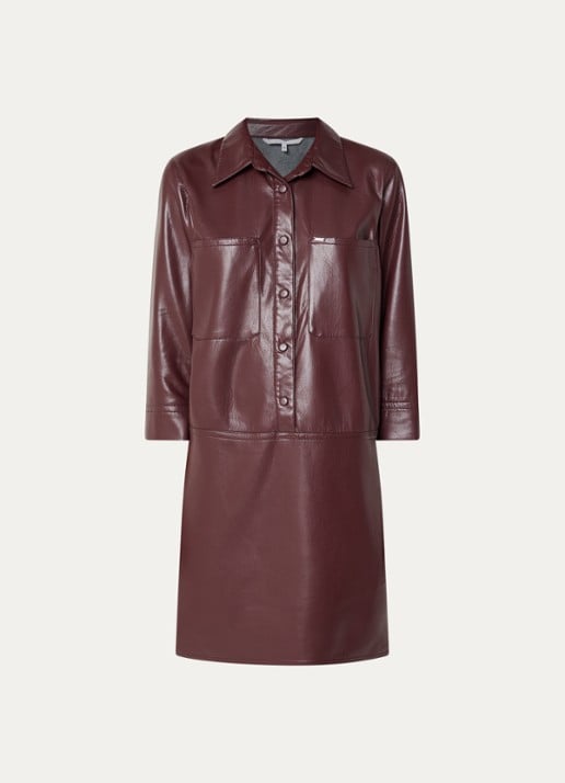 Xandres Kobien mini blousejurk van imitatieleer - voorkant aubergine