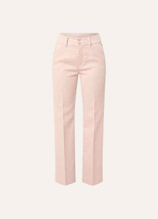 Xandres Panchita high waist straigt fit broek met lurex - voorkant zalmroze