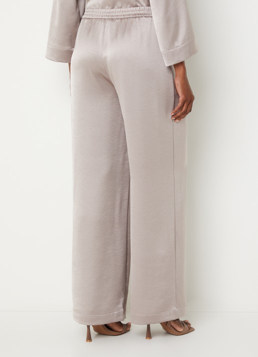 Xandres Paolo high waist wide fit broek van satijn - achterkant creme
